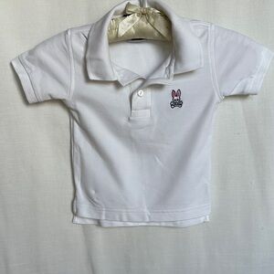 Psycho Bunny White Kids Polo Shirt with Embroidered Logo